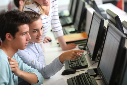 Students in a computing class